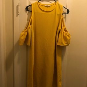 Yellow cold shoulder dress